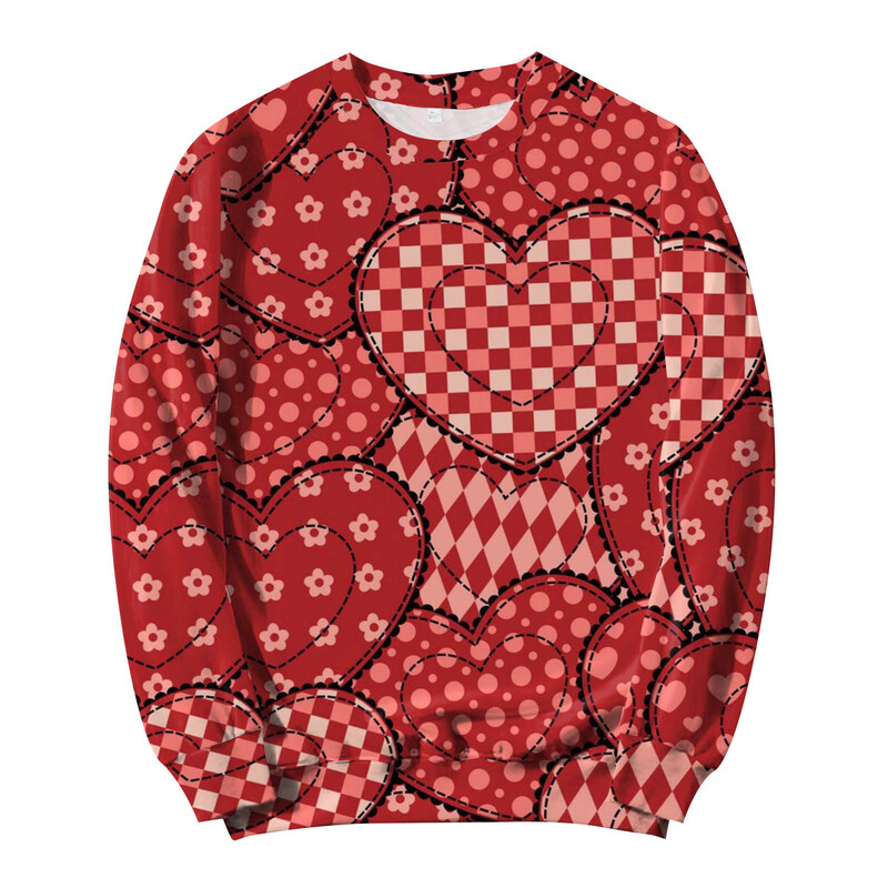 Valentīna dienas sērijas 3D digitālās drukas džemperis ar apkakli