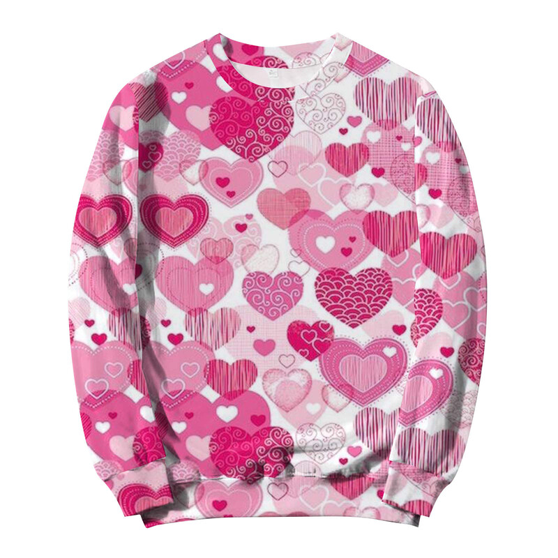 Valentīna dienas sērijas 3D digitālās drukas džemperis ar apkakli