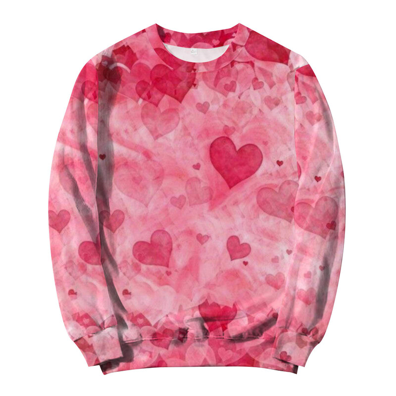 Valentīna dienas sērijas 3D digitālās drukas džemperis ar apkakli