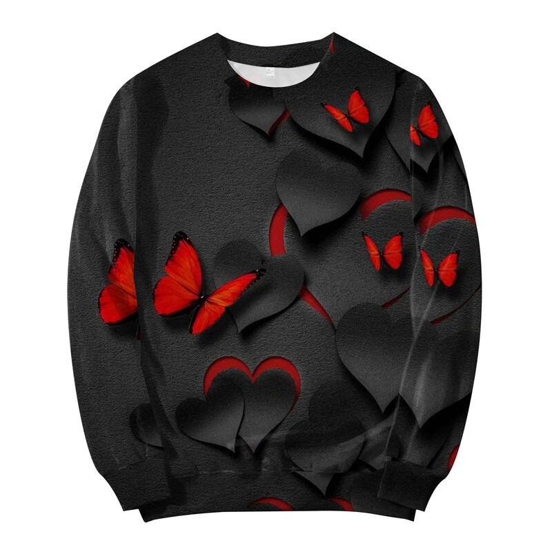 Valentīna dienas sērijas 3D digitālās drukas džemperis ar apkakli