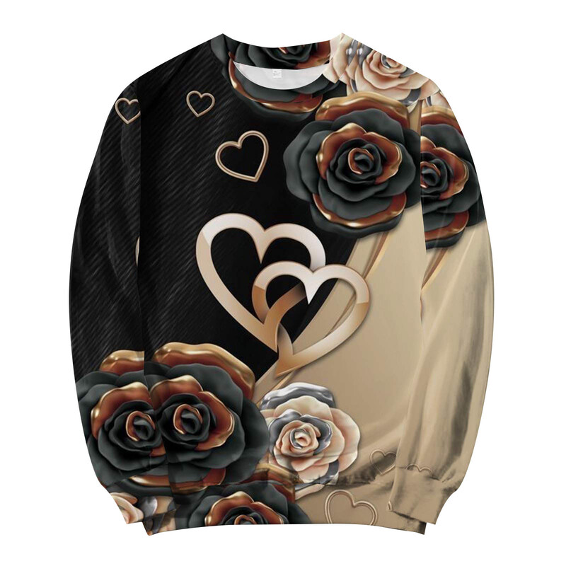 Valentīna dienas sērijas 3D digitālās drukas džemperis ar apkakli