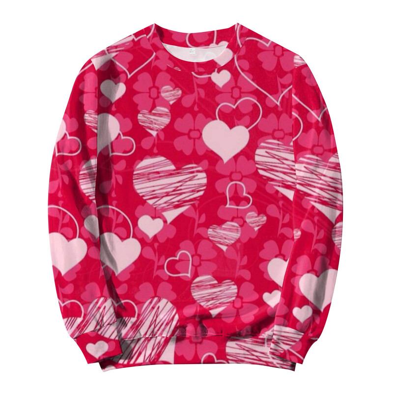 Valentīna dienas sērijas 3D digitālās drukas džemperis ar apkakli