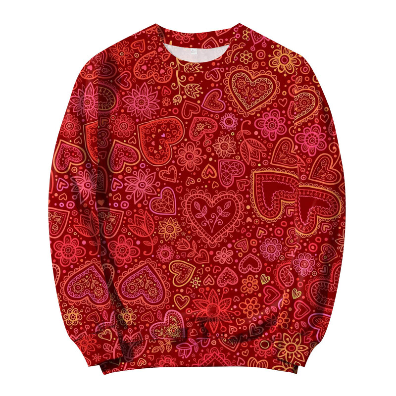 Valentīna dienas sērijas 3D digitālās drukas džemperis ar apkakli