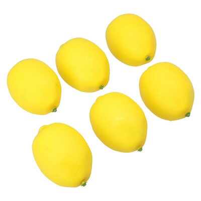 6db sárga/zöld mesterséges hamis citrom Reális műgyümölcs fényképezési kellékek otthoni konyhai asztaldíszítéshez