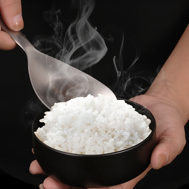 304 Nerūsējošā tērauda rīsu karote ar garu rokturi, bieza plīts liekšķere Daudzfunkcionāli galda piederumi bufetes tipa servēšanas karotes virtuves galda piederumi