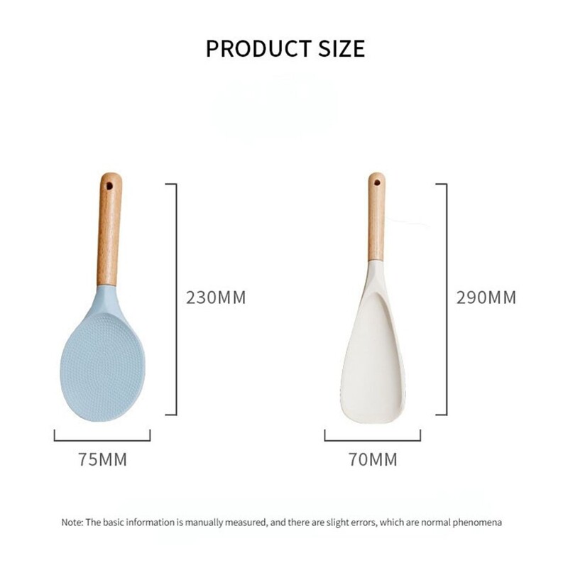Környezetbarát szilikon rizskanál fa nyél, tapadásmentes rizsfőző lapát étel főzőkanál Konyhai kiegészítők