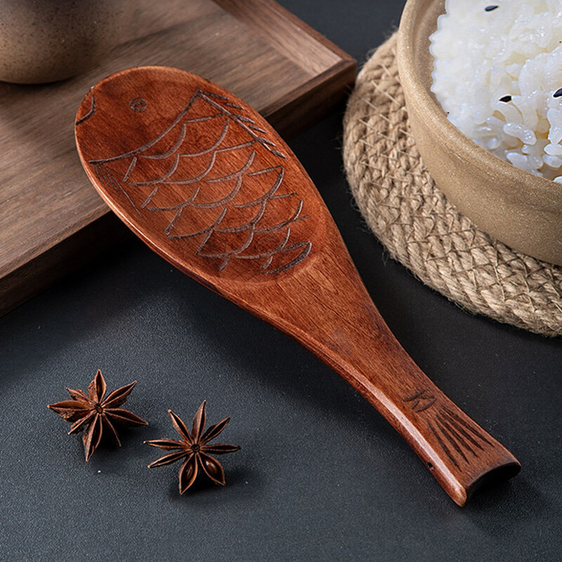 Ryžių šaukštas Virtuvė Medinis šaukštas Ryžių samtelis Japoniškas virtuvės samtelis Serviravimo šaukštas Žuvies formos ryžių viryklės šaukštas Virtuvės priedai