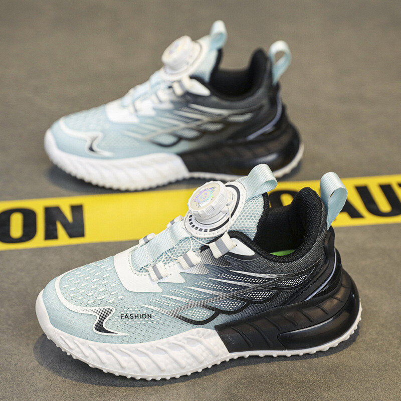 Bērnu sporta apavi zēniem vasaras 24 ādas neslīdošās kedas ar grozāmu sprādzi lieliem zēniem sieta elpojoši apavi