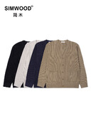 SIMWOOD 2024 őszi, téli új, normál szabású férfi kardigán, meleg, egyszerű pulóver, vintage kötöttáru