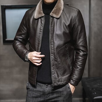 Κοστούμι Youth Moto Lapel Coat Ανδρικό δερμάτινο τζάκετ υψηλής ποιότητας ζεστό δερμάτινο παλτόPlus fleece χοντρό μπουφάν Δερμάτινο ανδρικό λεπτή ποιότητα