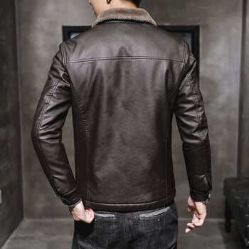 Κοστούμι Youth Moto Lapel Coat Ανδρικό δερμάτινο τζάκετ υψηλής ποιότητας ζεστό δερμάτινο παλτόPlus fleece χοντρό μπουφάν Δερμάτινο ανδρικό λεπτή ποιότητα