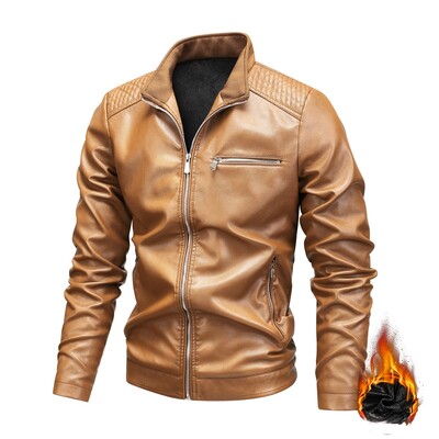 Jachetă din piele pentru motocicletă pentru bărbați, primăvară, toamnă, la modă, slim fit, guler negru, culoare solidă, haină rezistentă la vânt, jachete pentru motocicliști