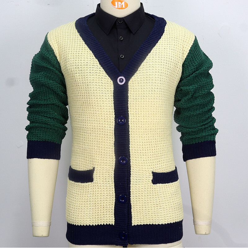 Ifjúsági férfi kötött alkalmi pulóver őszi és téli határokon átnyúló akciós kardigán pulóver durva tű gyapjúkabát