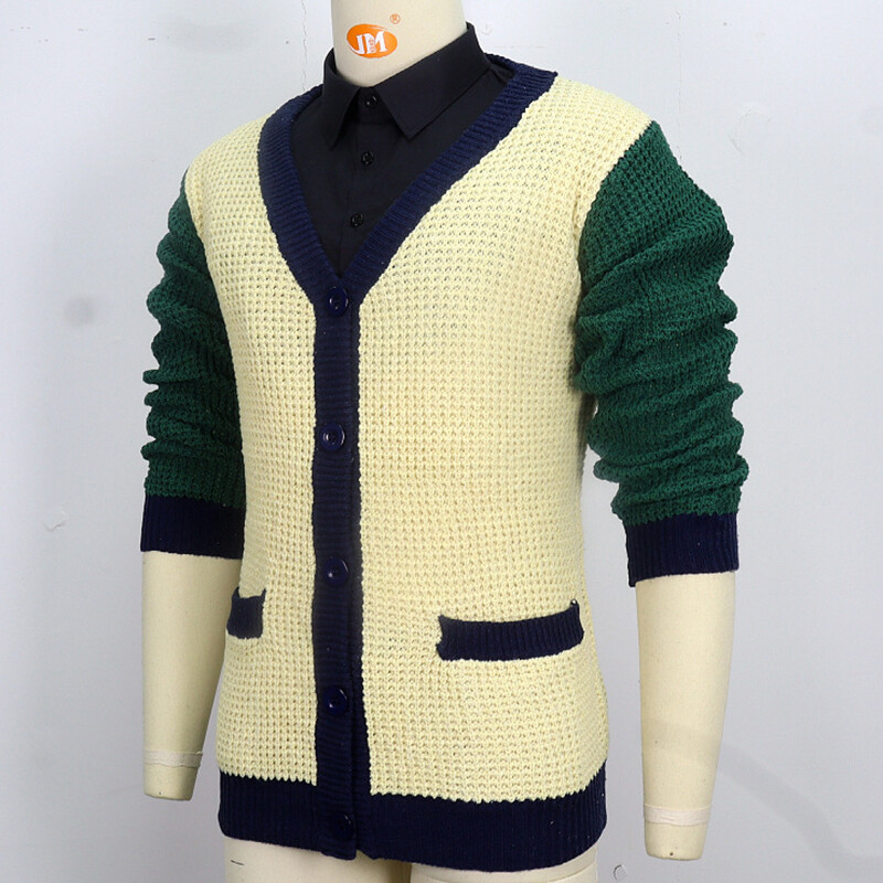 Ifjúsági férfi kötött alkalmi pulóver őszi és téli határokon átnyúló akciós kardigán pulóver durva tű gyapjúkabát