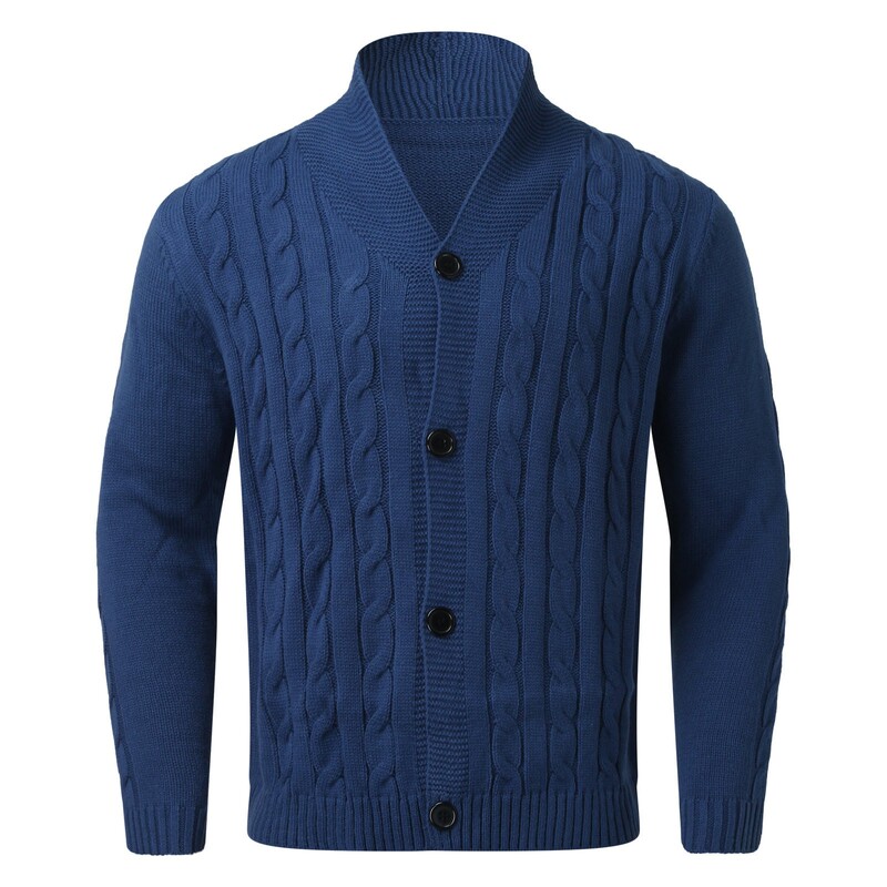 Vyriškos mados Anglijos stiliaus megztinis megztinis megztinis 2024 m. Nauja skara apykakle, laisvai priglundanti ilgomis rankovėmis, vienaeiliais megztiniais