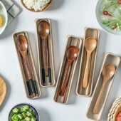 6db Fakanál Nanmu Old Lakkos étkészlet Kreatív Háztartás Kicsi