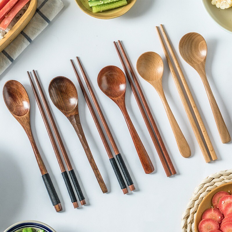 6db Fakanál Nanmu Old Lakkos étkészlet Kreatív Háztartás Kicsi