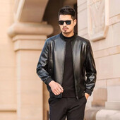 Șapcă de baseball clasică pentru bărbați Jachetă din piele PU la modă Ocazional la modă Îmbrăcăminte în stil toamnă/iarnă Îmbrăcăminte exterioară pentru bărbați