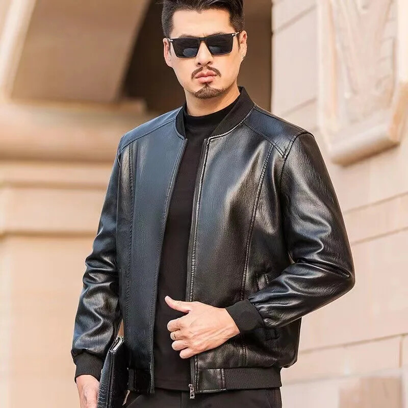 Șapcă de baseball clasică pentru bărbați Jachetă din piele PU la modă Ocazional la modă Îmbrăcăminte în stil toamnă/iarnă Îmbrăcăminte exterioară pentru bărbați