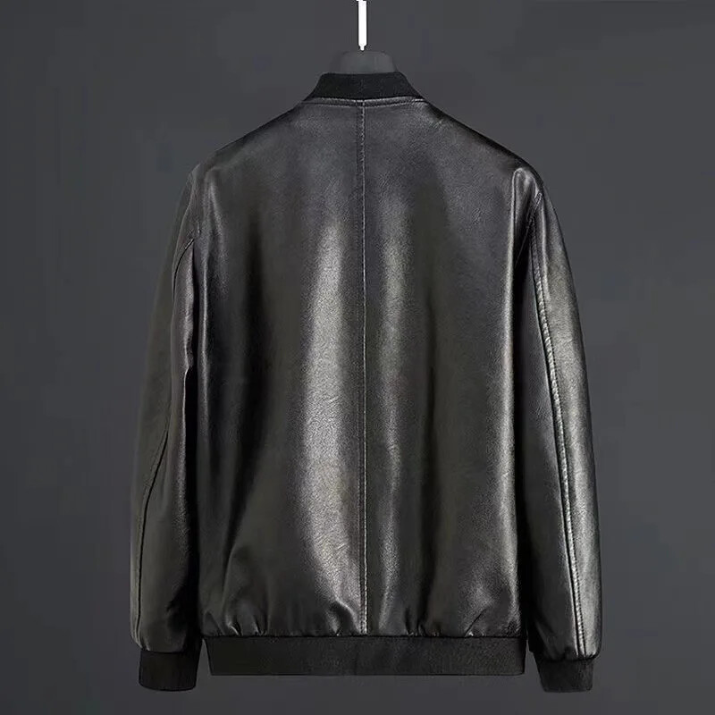 Șapcă de baseball clasică pentru bărbați Jachetă din piele PU la modă Ocazional la modă Îmbrăcăminte în stil toamnă/iarnă Îmbrăcăminte exterioară pentru bărbați
