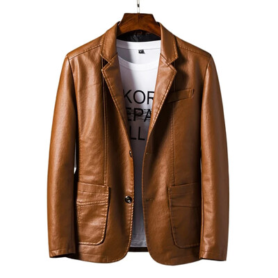 Rudens vyriška odinė striukė Korėjietiška mada Vienspalvis Kostiumas Apykaklė PU Odinis Paltas Vyriški Gatvės Motociklininkai Striukės Vyriški Drabužiai