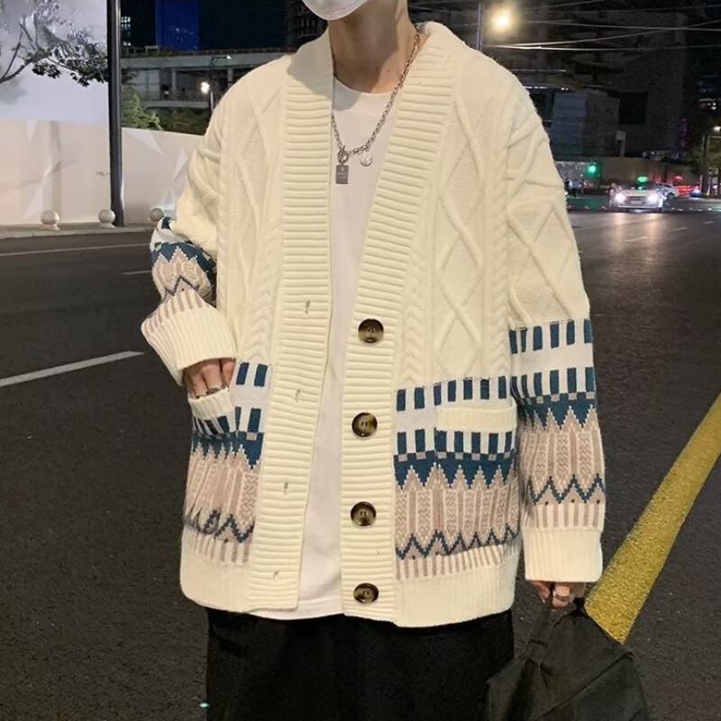 Krāsains vīriešu jakas, modes britu stils, tradicionāls, ērts, savīti trikotāžas apģērbs, elegants, uzlabots ar garām piedurknēm