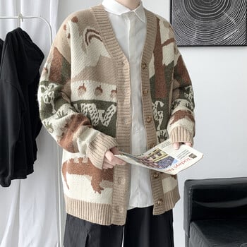 Abfer Cardigan Oversize Ανδρικό χειμερινό πουλόβερ Harajuku Hip Hop Knitted 2021 Παλτό Φθινοπωρινό μπουφάν με κουμπιά Πουλόβερ μεγάλου μεγέθους