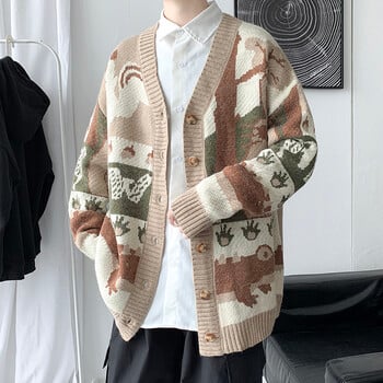 Abfer Cardigan Oversize Ανδρικό χειμερινό πουλόβερ Harajuku Hip Hop Knitted 2021 Παλτό Φθινοπωρινό μπουφάν με κουμπιά Πουλόβερ μεγάλου μεγέθους