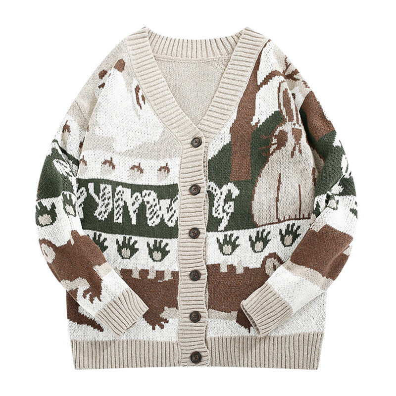 Abfer kardigan, preveliki muški zimski pulover Harajuku Hip Hop pleteni kaput 2021. Jesenske jakne na kopčanje, preveliki džemperi