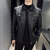 Férfi motoros pilóta bőrkabát divatmárka Férfi tervező Punk Wind Pocket Design Slim Fit férfi kabátok