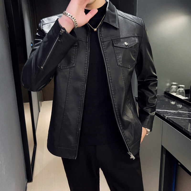 Férfi motoros pilóta bőrkabát divatmárka Férfi tervező Punk Wind Pocket Design Slim Fit férfi kabátok