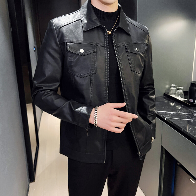 Férfi motoros pilóta bőrkabát divatmárka Férfi tervező Punk Wind Pocket Design Slim Fit férfi kabátok