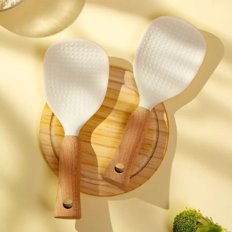 Vertikalus medinis ryžių šaukštas! Atsistoja ant stalviršio ir išsprendžia problemą, kai nėra kur dėti ryžių šaukšto!