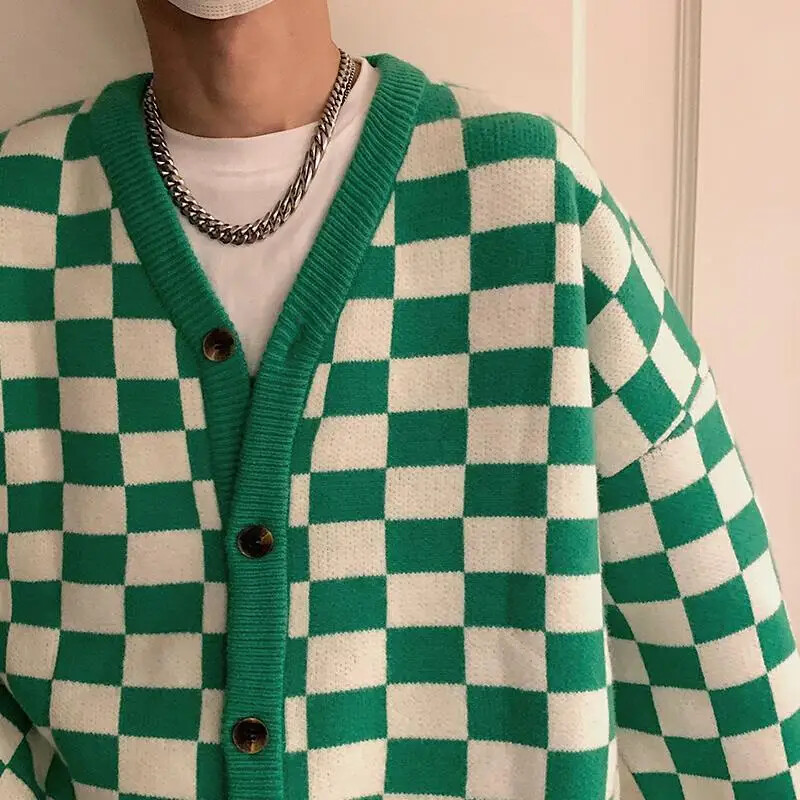 V kaklo Vyriški drabužiai Megzti megztiniai vyrams Žalias languotas megztinis Juodi džemperiai Išpardavimas Vilna A Mode T marškinėliai Šilti Korėjos Ruduo S Linksmybės