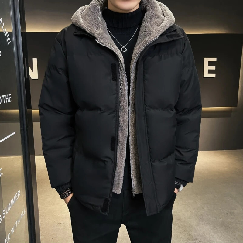 Nagy méretű 8XL téli kapucnis meleg férfi parkok minőségi kültéri szélálló férfi pamut ruházat cipzáras egyszínű férfi dzseki
