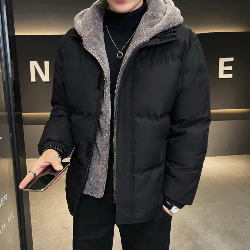 Nagy méretű 8XL téli kapucnis meleg férfi parkok minőségi kültéri szélálló férfi pamut ruházat cipzáras egyszínű férfi dzseki