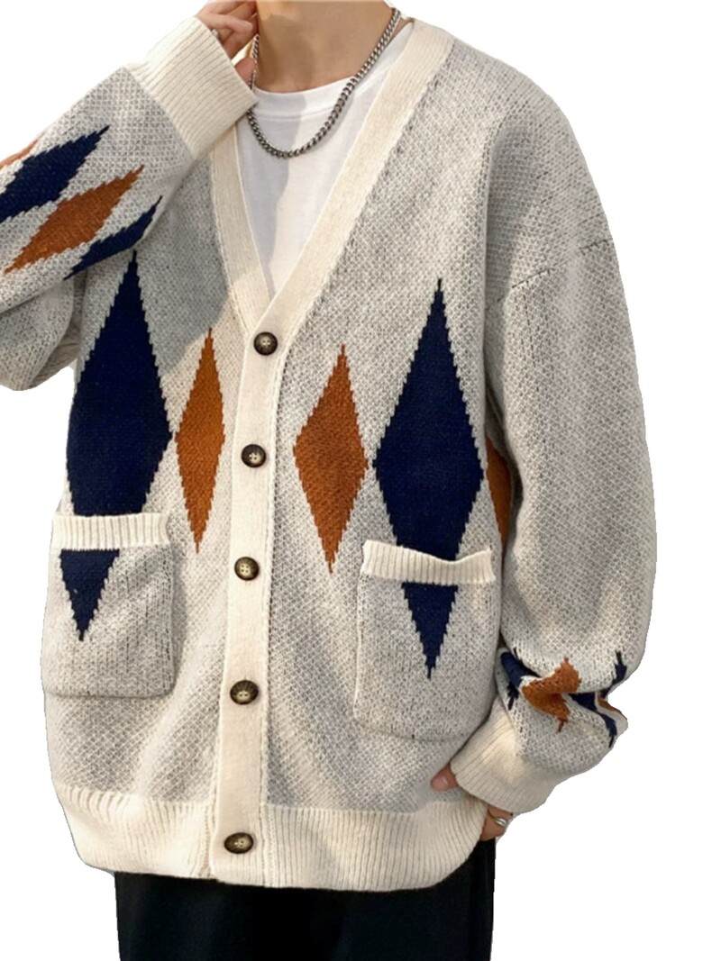 Vīriešu vienrindas džemperis ar V apkakli