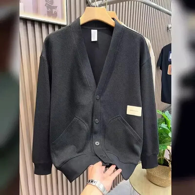 Kötött pulóver Férfi Kardigán Kabát Ikon Gomb Férfi Ruha Kabát V nyakú Fekete zsebekkel Legkeresettebb termékek 2024 Jumperek X