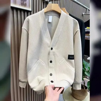 Kötött pulóver Férfi Kardigán Kabát Ikon Gomb Férfi Ruha Kabát V nyakú Fekete zsebekkel Legkeresettebb termékek 2024 Jumperek X