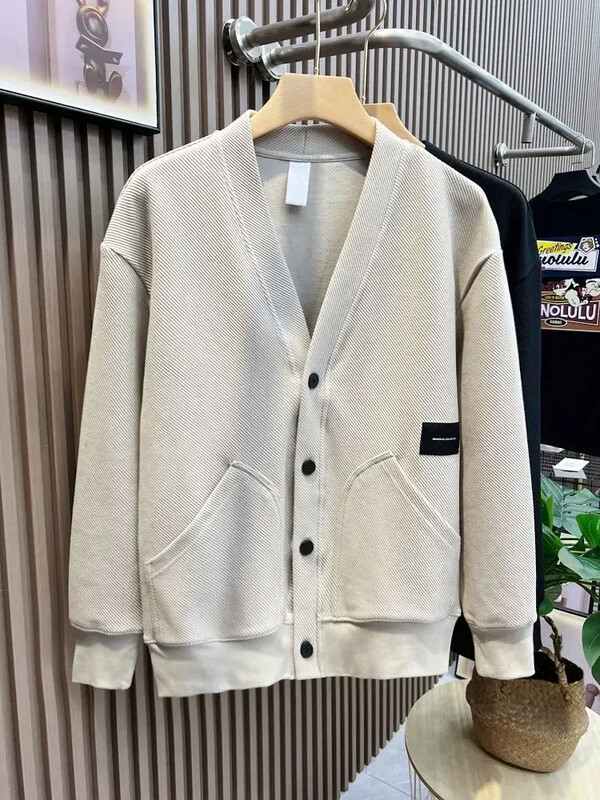 Kötött pulóver Férfi Kardigán Kabát Ikon Gomb Férfi Ruha Kabát V nyakú Fekete zsebekkel Legkeresettebb termékek 2024 Jumperek X