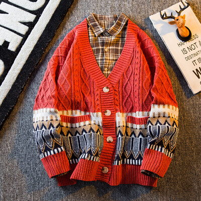 2024. gads. Vīriešu mode, rudens, ziema, savārstījums, ikdienišķas brīvas jakas Vīriešu ar V veida kakla izgriezumu, trikotāžas mēteļi Vīriešu džemperi ar garām piedurknēm jakas S364