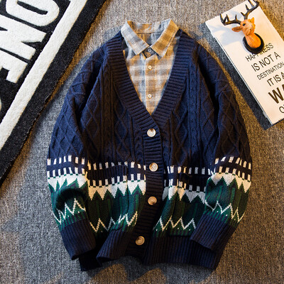 2024. gads. Vīriešu mode, rudens, ziema, savārstījums, ikdienišķas brīvas jakas Vīriešu ar V veida kakla izgriezumu, trikotāžas mēteļi Vīriešu džemperi ar garām piedurknēm jakas S364