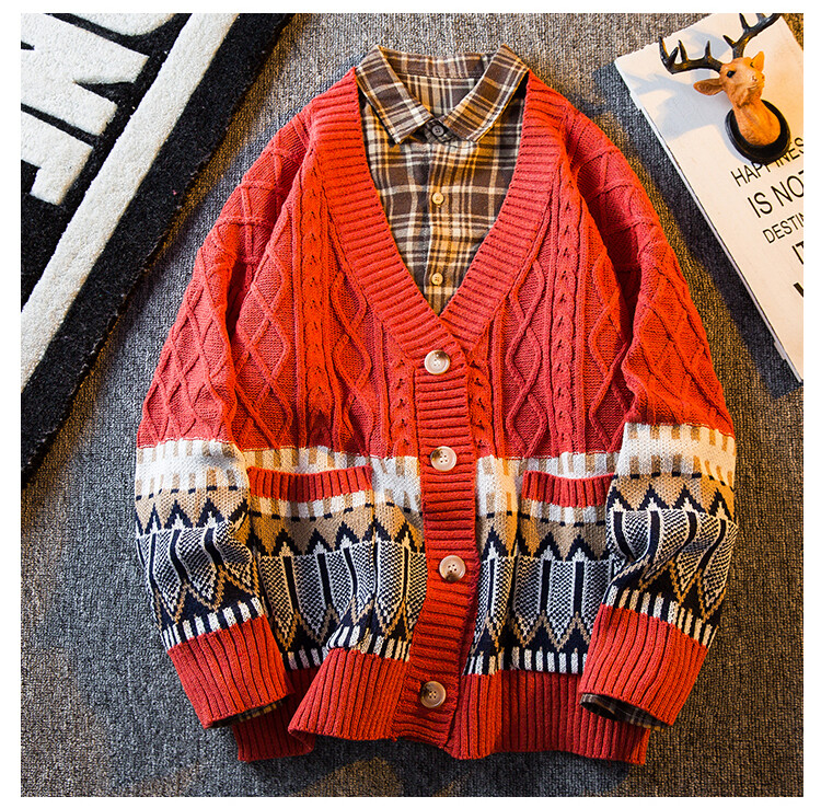 2024. gads. Vīriešu mode, rudens, ziema, savārstījums, ikdienišķas brīvas jakas Vīriešu ar V veida kakla izgriezumu, trikotāžas mēteļi Vīriešu džemperi ar garām piedurknēm jakas S364