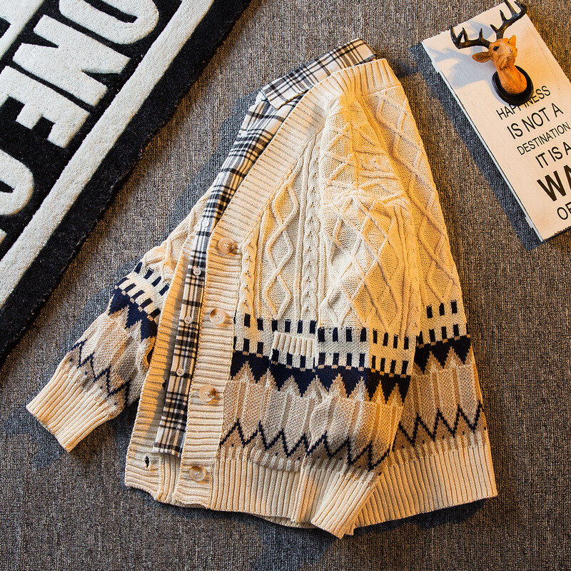 2024. gads. Vīriešu mode, rudens, ziema, savārstījums, ikdienišķas brīvas jakas Vīriešu ar V veida kakla izgriezumu, trikotāžas mēteļi Vīriešu džemperi ar garām piedurknēm jakas S364