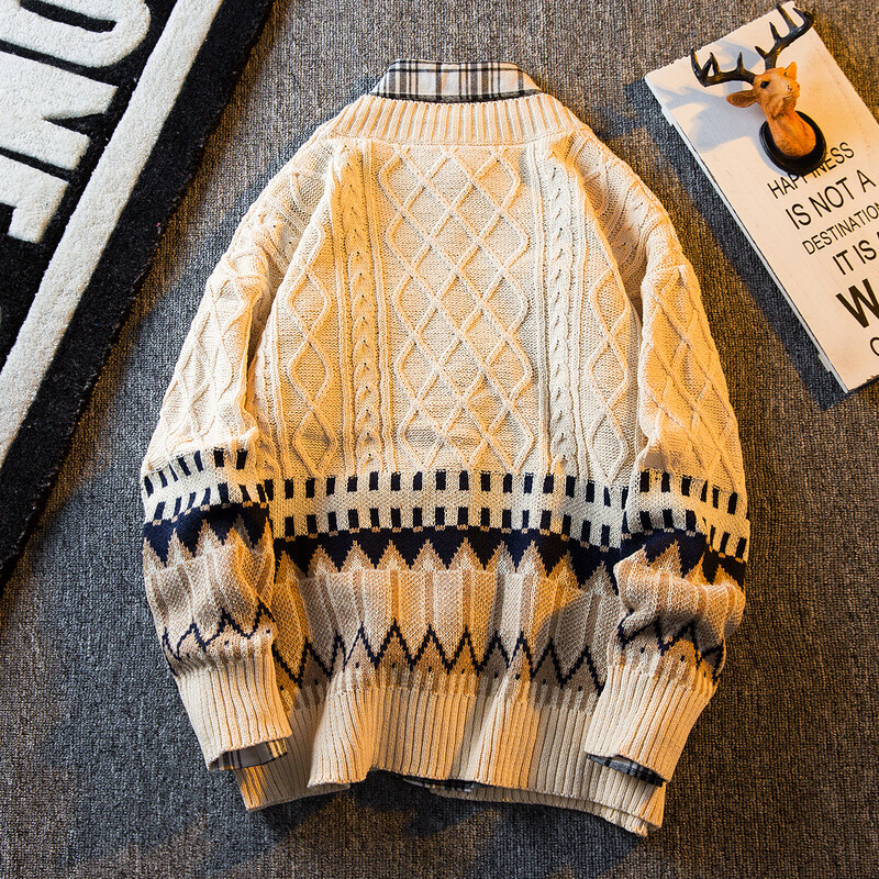 2024. gads. Vīriešu mode, rudens, ziema, savārstījums, ikdienišķas brīvas jakas Vīriešu ar V veida kakla izgriezumu, trikotāžas mēteļi Vīriešu džemperi ar garām piedurknēm jakas S364