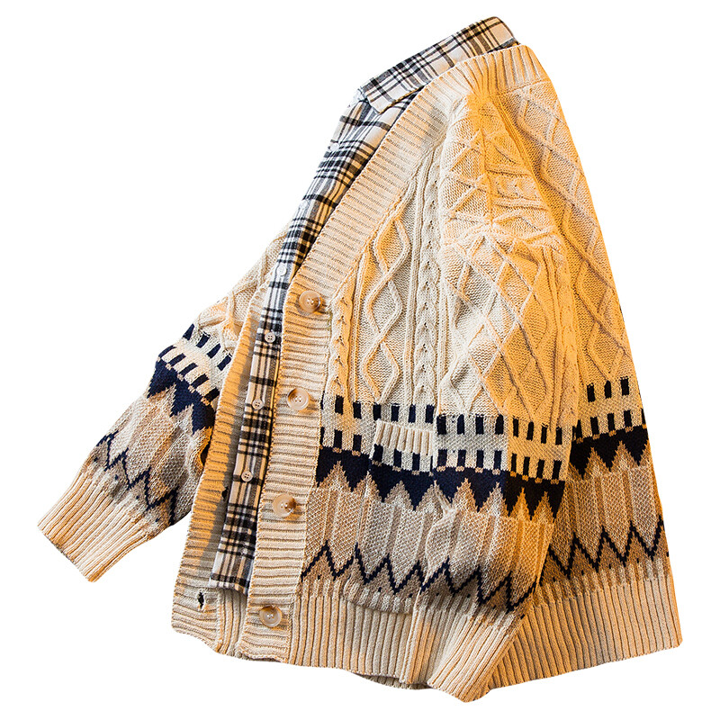 2024. gads. Vīriešu mode, rudens, ziema, savārstījums, ikdienišķas brīvas jakas Vīriešu ar V veida kakla izgriezumu, trikotāžas mēteļi Vīriešu džemperi ar garām piedurknēm jakas S364