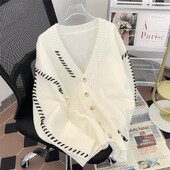 2024. gada pavasara rudens vīriešiem Jaunas brīvas džempera jakas Vīriešu V-veida kakla izgriezuma gadījuma mēteļi Vīriešu vienkrāsaini trikotāžas mēteļi S509