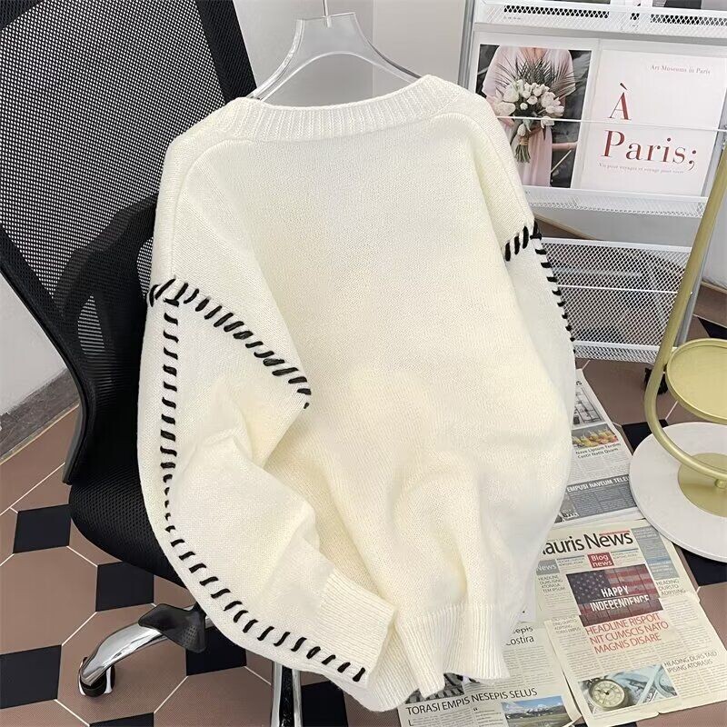 2024. gada pavasara rudens vīriešiem Jaunas brīvas džempera jakas Vīriešu V-veida kakla izgriezuma gadījuma mēteļi Vīriešu vienkrāsaini trikotāžas mēteļi S509