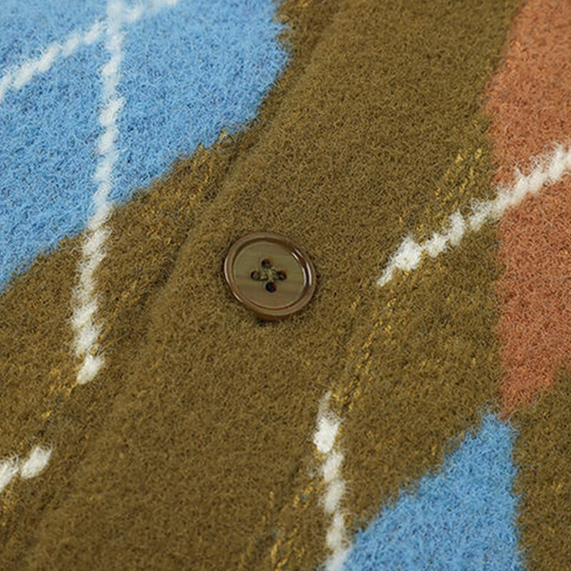 Japán vintage pulóverkabát 2022 téli új kockás V-nyakú kardigán férfi pároknak bő, túlméretezett kötött kardigán hip-hop pulóver