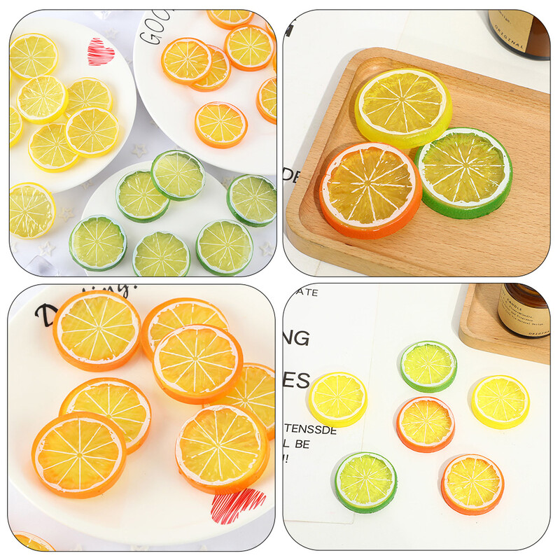 20 db citrom szelet utánzat műanyag hamis szelet szimuláció citromdísz felfújható dekorok lime citrom